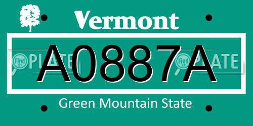 A0887A Vermont License Plate