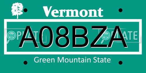 A08BZA Vermont License Plate
