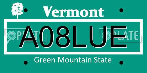 A08LUE Vermont License Plate