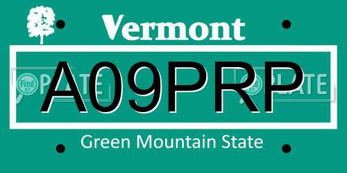 A09PRP Vermont License Plate