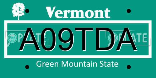 A09TDA Vermont License Plate