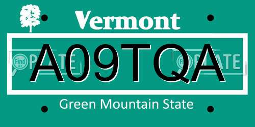 A09TQA Vermont License Plate