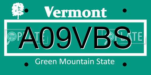 A09VBS Vermont License Plate
