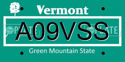 A09VSS Vermont License Plate