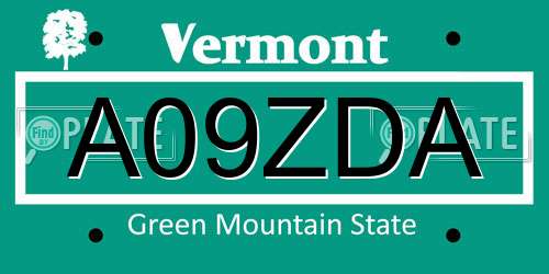 A09ZDA Vermont License Plate