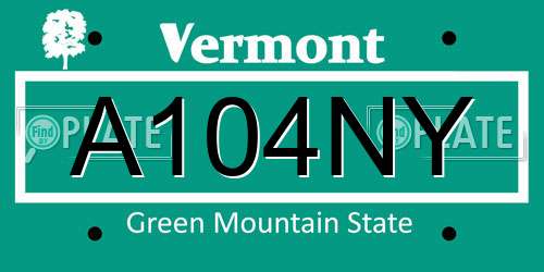 A104NY Vermont License Plate