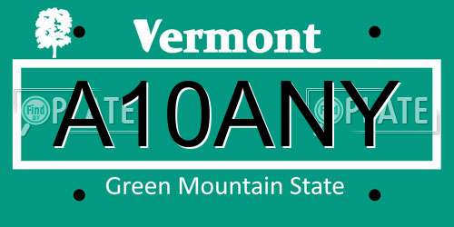 A10ANY Vermont License Plate