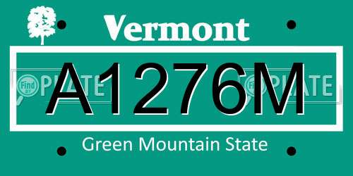 A1276M Vermont License Plate
