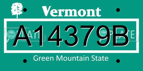 A14379B Vermont License Plate