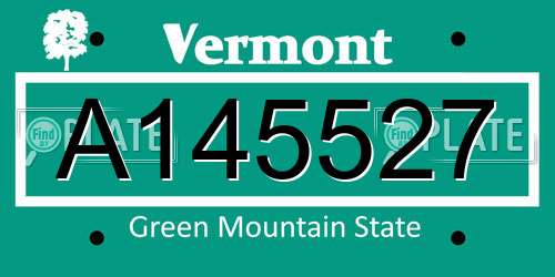 A145527 Vermont License Plate