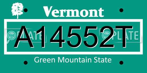 A14552T Vermont License Plate