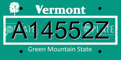 A14552Z Vermont License Plate