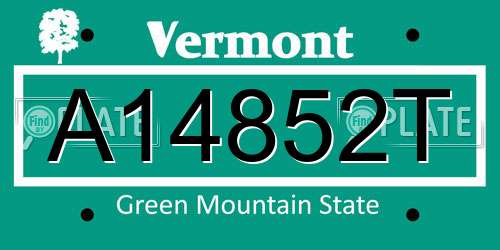 A14852T Vermont License Plate