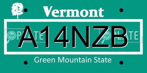 A14NZB Vermont License Plate