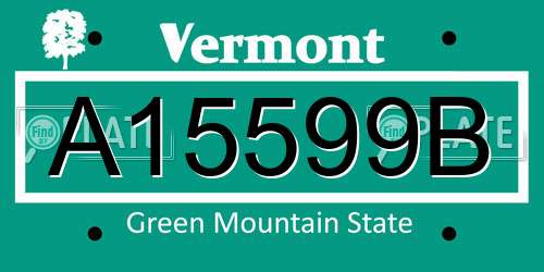 A15599B Vermont License Plate