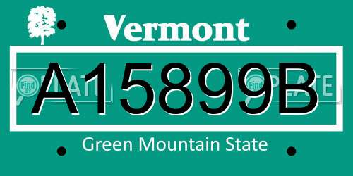 A15899B Vermont License Plate