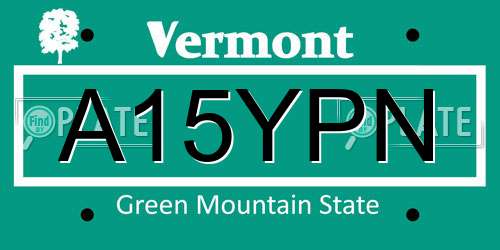 A15YPN Vermont License Plate