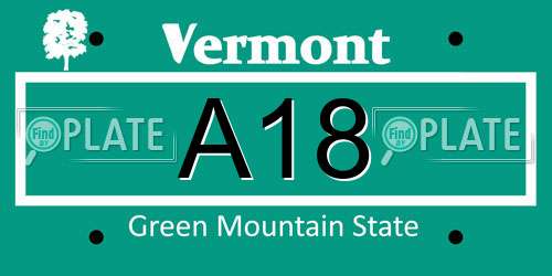 A18 Vermont License Plate
