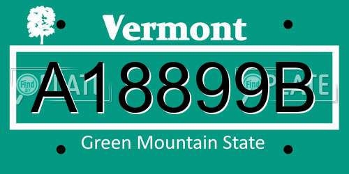 A18899B Vermont License Plate