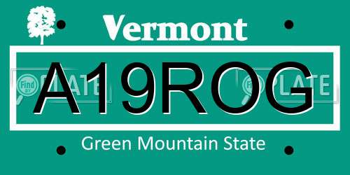 A19ROG Vermont License Plate