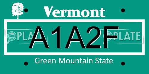A1A2F Vermont License Plate