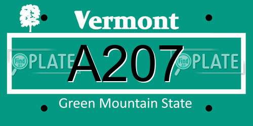 A207 Vermont License Plate