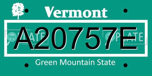 A20757E Vermont License Plate