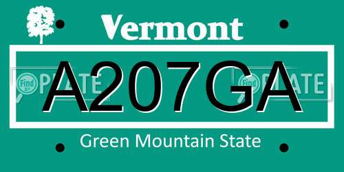 A207GA Vermont License Plate