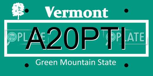 A20PTI Vermont License Plate