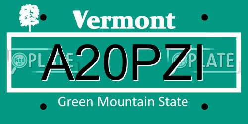 A20PZI Vermont License Plate