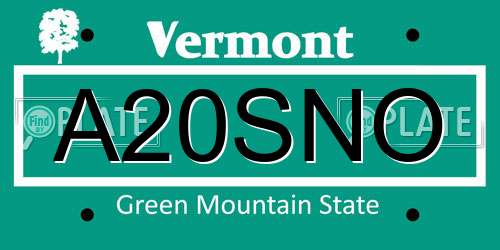 A20SNO Vermont License Plate