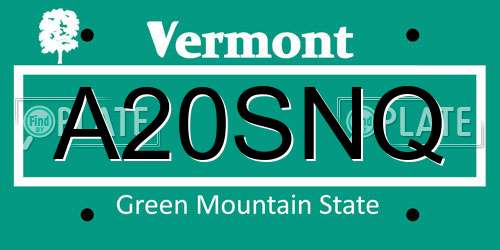 A20SNQ Vermont License Plate
