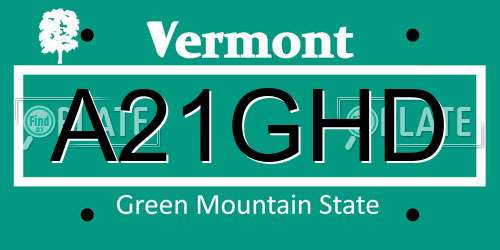 A21GHD Vermont License Plate
