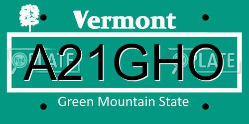 A21GHO Vermont License Plate