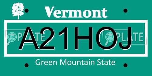 A21HOJ Vermont License Plate