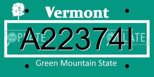 A22374I Vermont License Plate