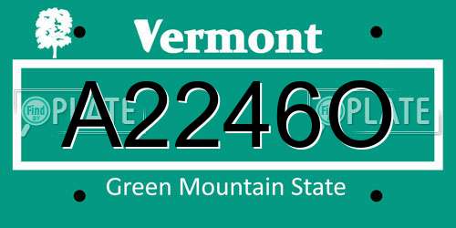 A2246O Vermont License Plate