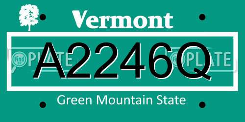 A2246Q Vermont License Plate
