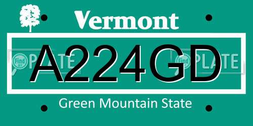 A224GD Vermont License Plate