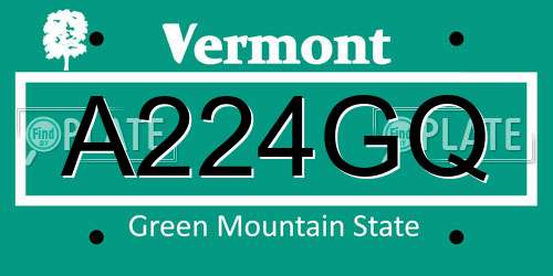 A224GQ Vermont License Plate
