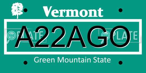 A22AGO Vermont License Plate