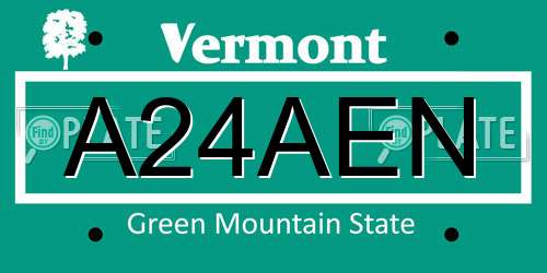 A24AEN Vermont License Plate