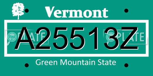 A25513Z Vermont License Plate