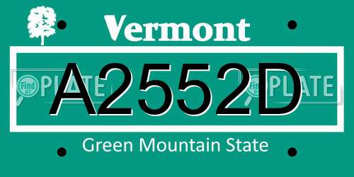A2552D Vermont License Plate
