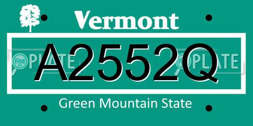 A2552Q Vermont License Plate