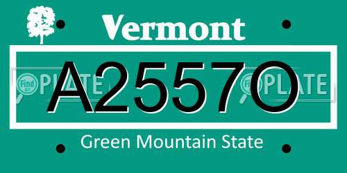 A2557O Vermont License Plate