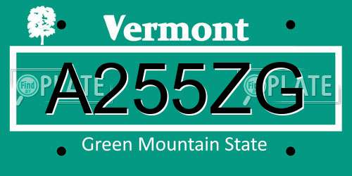 A255ZG Vermont License Plate