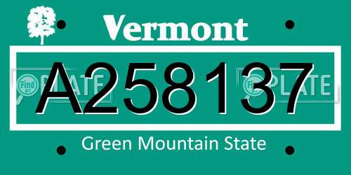 A258137 Vermont License Plate