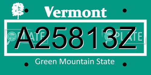 A25813Z Vermont License Plate