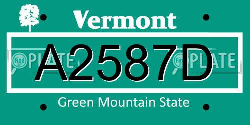 A2587D Vermont License Plate
